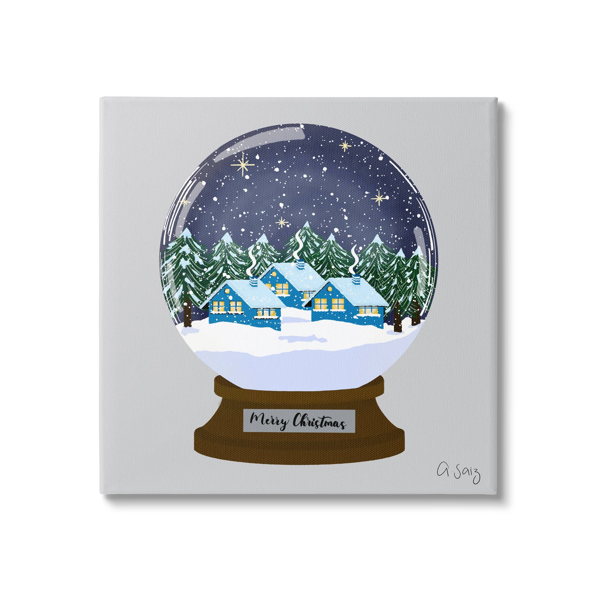 Stupell Industries Merry Christmas Winter Snow Globe Canvas Wall Art